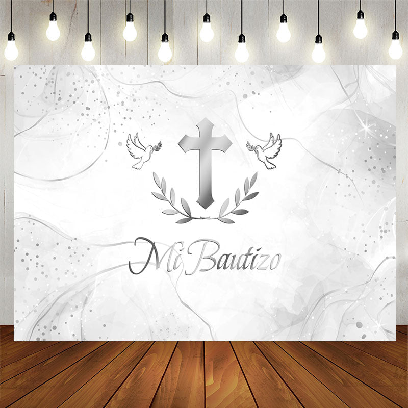 Aperturee - Simple Mi Bautizo Gray Smog Texture Baptism Backdrop