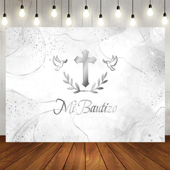 Aperturee - Simple Mi Bautizo Gray Smog Texture Baptism Backdrop