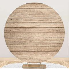 Aperturee - Simple Nature Wood Wall Round Backdrop For Birthday