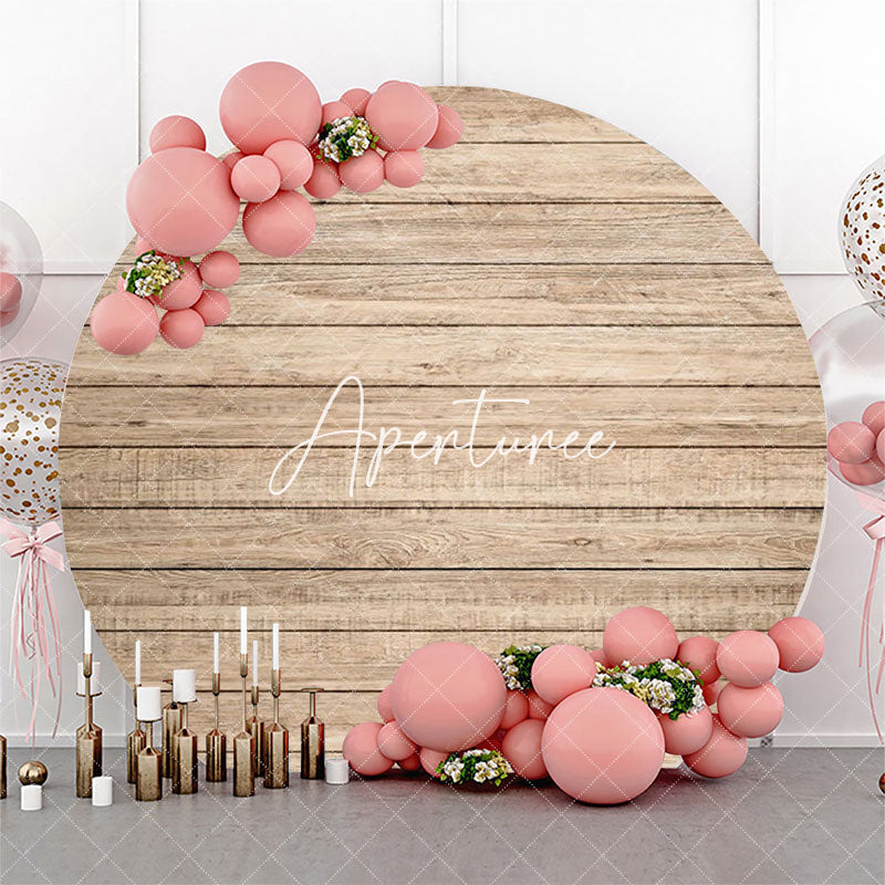 Aperturee - Simple Nature Wood Wall Round Backdrop For Birthday