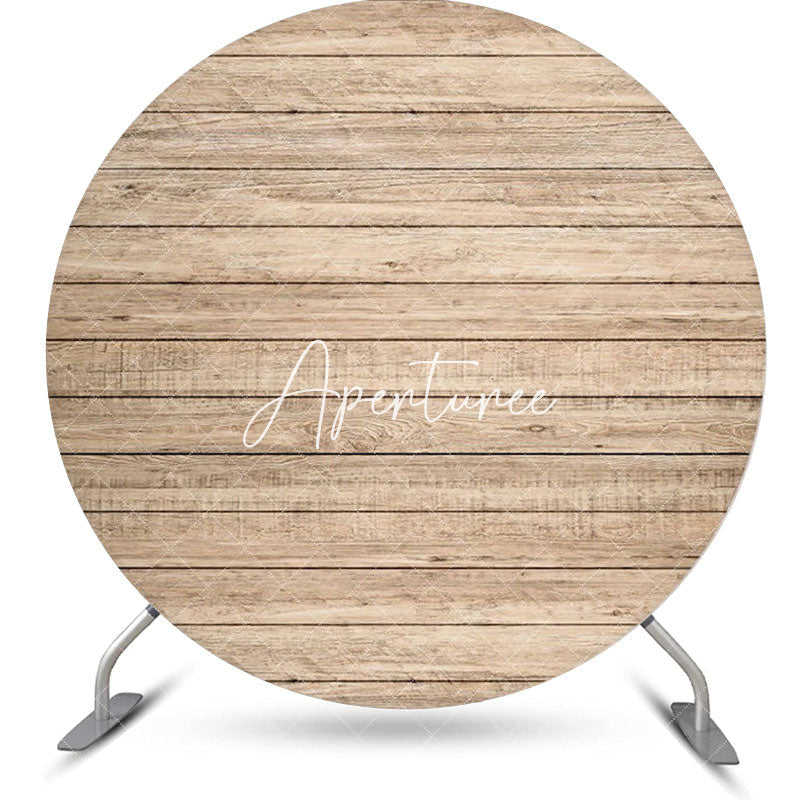 Aperturee - Simple Nature Wood Wall Round Backdrop For Birthday