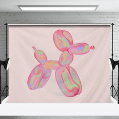 Aperturee - Simple Pink Colorful Ball Dog Art Party Backdrop