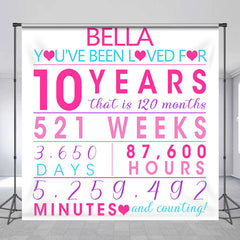 Aperturee - Simple Pink Heart Number Custom Anniversary Backdrop