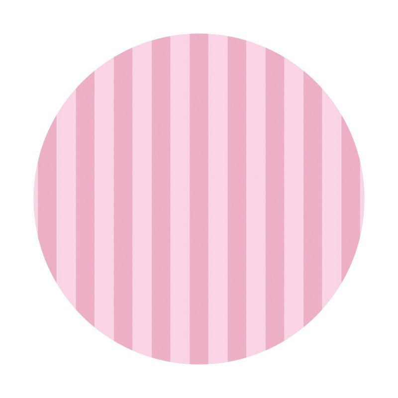 Aperturee - Simple Pink Stripes Round Birthday Backdrop For Girl