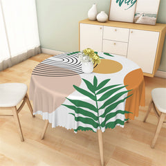 Aperturee - Simple Prints Lines Monstera Boho Round Tablecloth