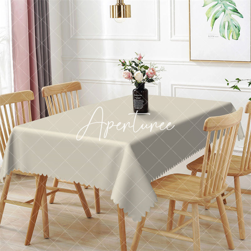 Aperturee - Simple Pure Beige Solid Color Rectangle Tablecloth