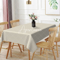 Aperturee - Simple Pure Beige Solid Color Rectangle Tablecloth