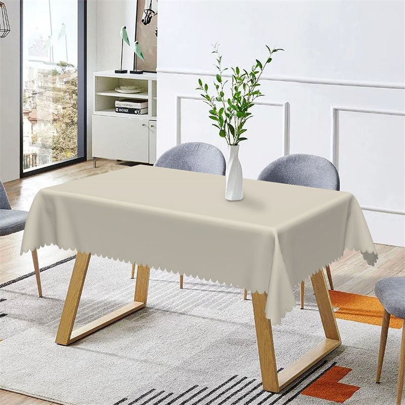 Aperturee - Simple Pure Beige Solid Color Rectangle Tablecloth