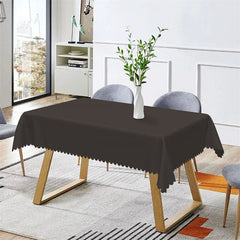 Aperturee - Simple Pure Black Solid Color Rectangle Tablecloth