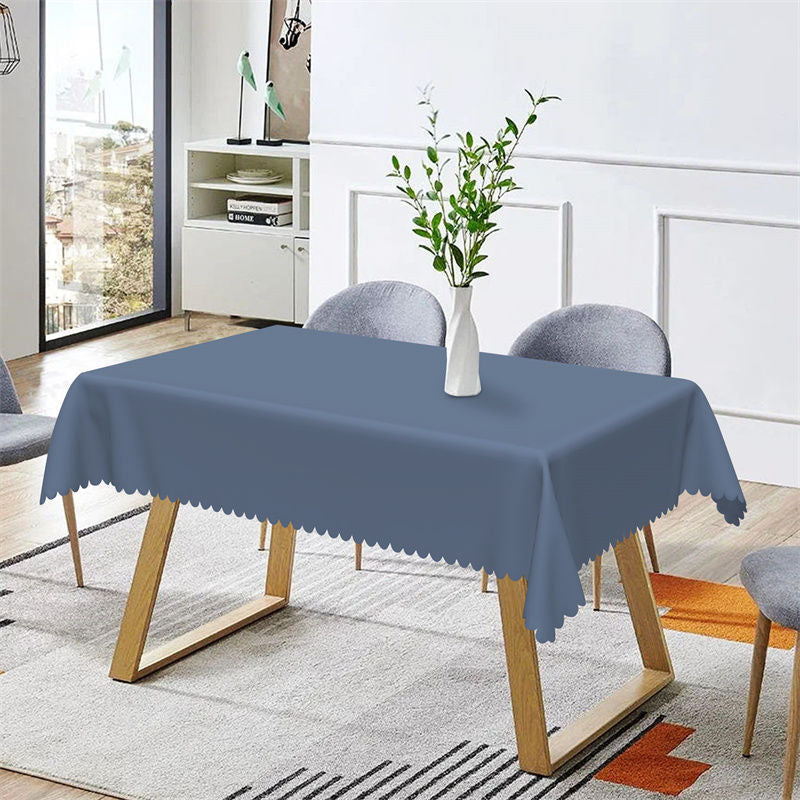 Aperturee - Simple Pure Navy Blue Solid Color Dining Tablecloth