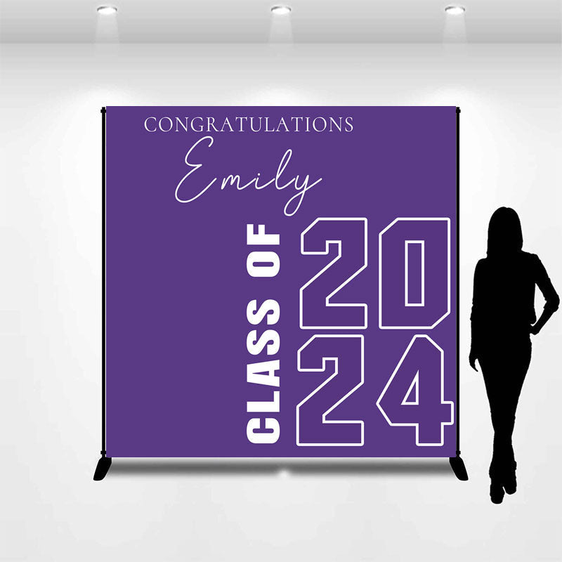 Aperturee - Simple Purple Class Of 2024 Custom Grad Backdrop