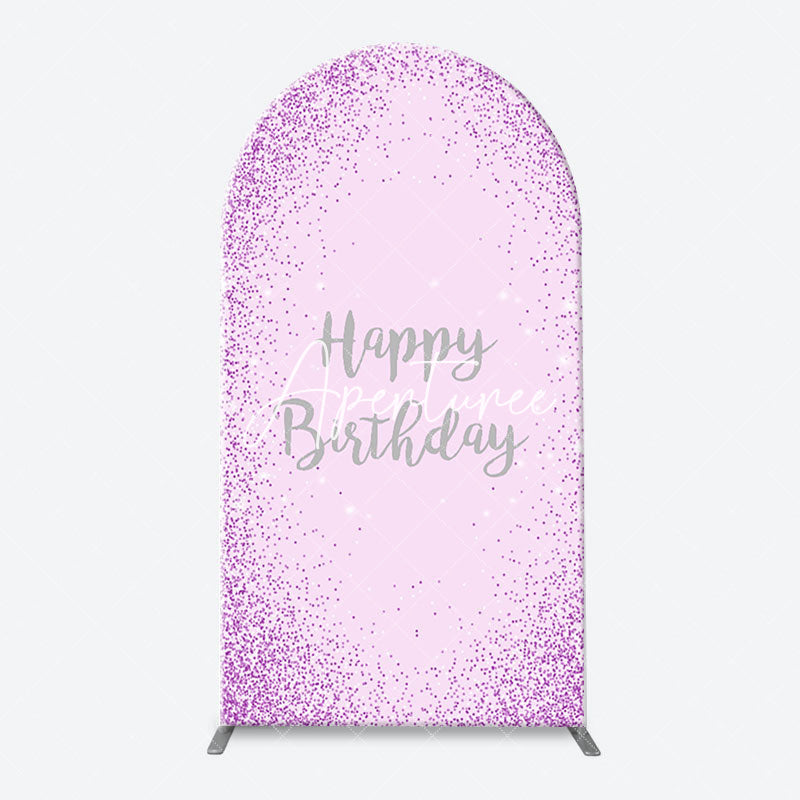 Aperturee - Simple Purple Sparkling Arch Happy Birthday Backdrop