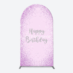 Aperturee - Simple Purple Sparkling Arch Happy Birthday Backdrop