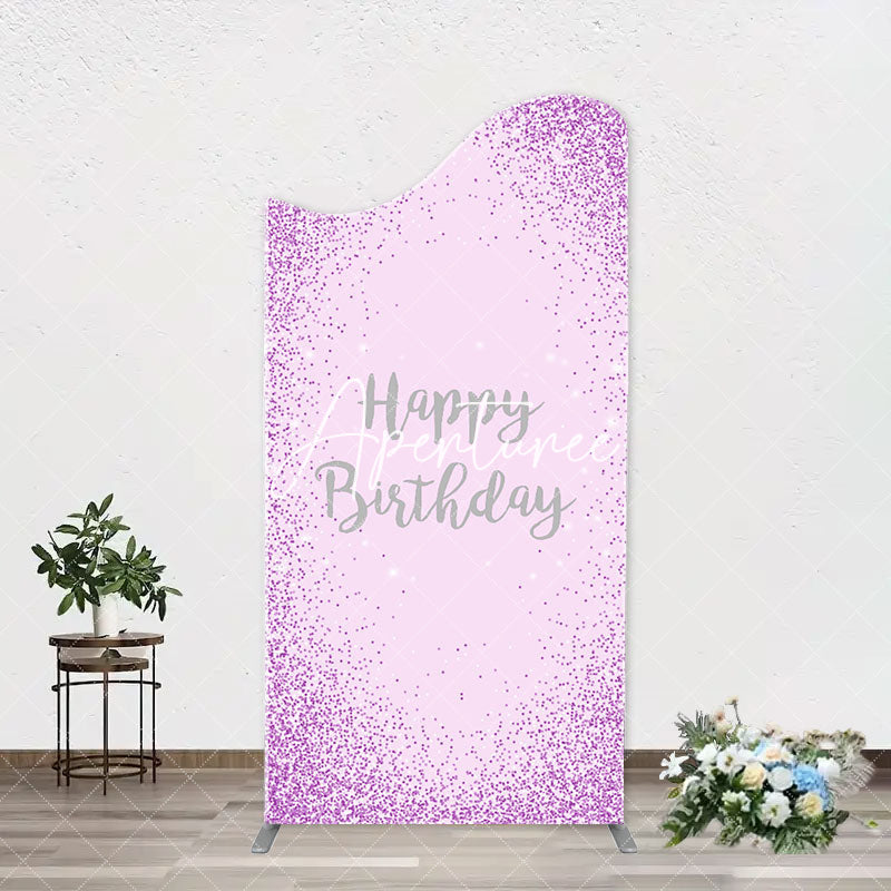 Aperturee - Simple Purple Sparkling Arch Happy Birthday Backdrop