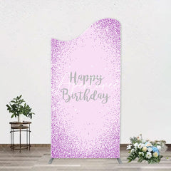 Aperturee - Simple Purple Sparkling Arch Happy Birthday Backdrop