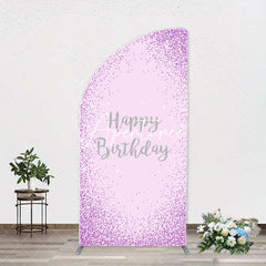 Aperturee - Simple Purple Sparkling Arch Happy Birthday Backdrop