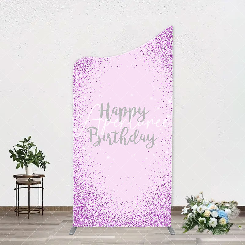 Aperturee - Simple Purple Sparkling Arch Happy Birthday Backdrop