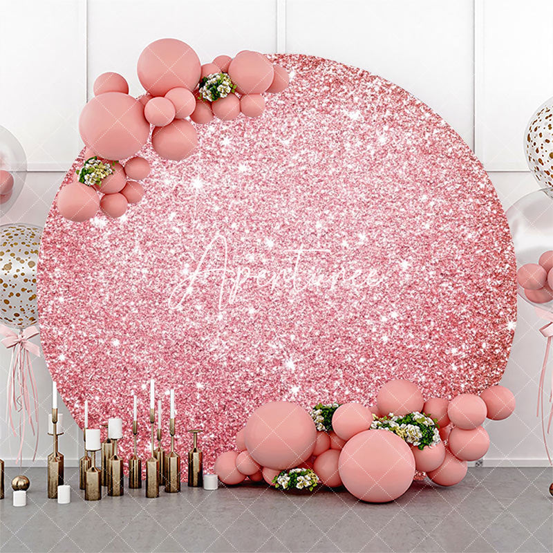 Aperturee - Simple Rose Gold Glitter Round Birthday Backdrop