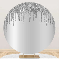 Aperturee - Simple Silver Glitter Bokeh Round Birthday Backdrop