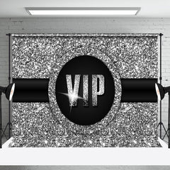 Aperturee - Simple Silver Sparkling Black Belt VIP Party Backdrop