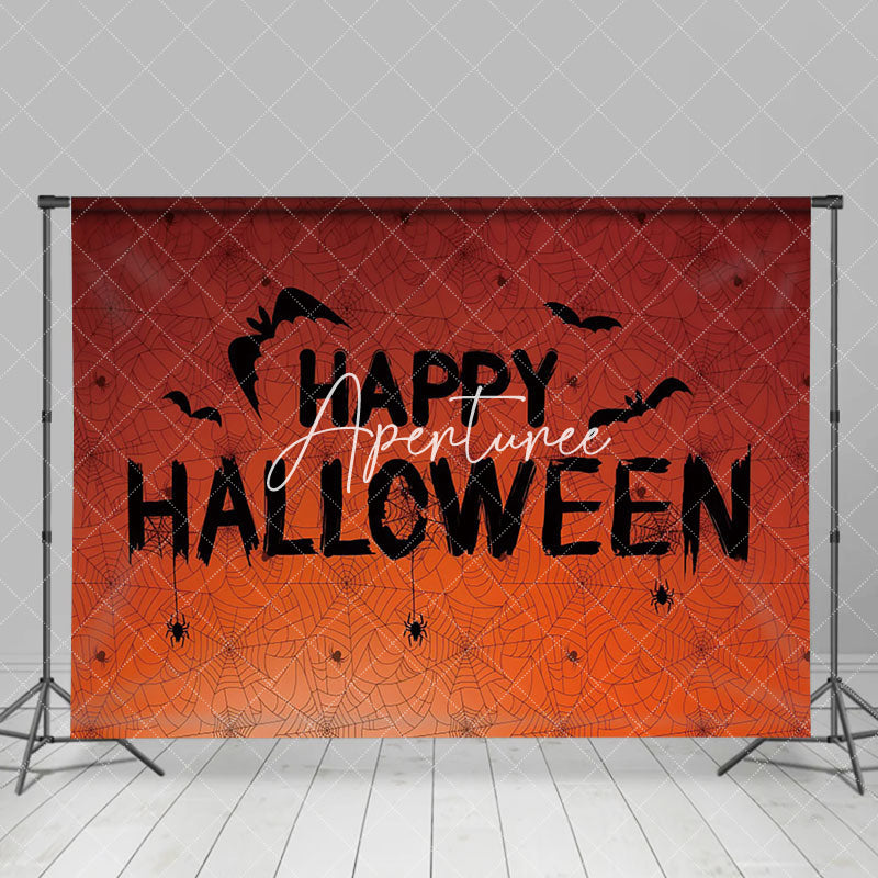 Aperturee - Simple Spider Web Bats Celebrate Happy Halloween Backdrop