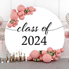 Aperturee - Simple White Black Class Of 2024 Round Grad Backdrop