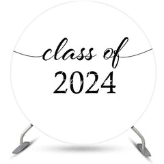 Aperturee - Simple White Black Class Of 2024 Round Grad Backdrop