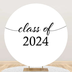 Aperturee - Simple White Black Class Of 2024 Round Grad Backdrop