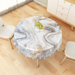 Aperturee - Simple White Marble Texture Pattern Round Tablecloth