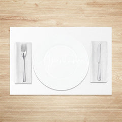 Aperturee - Simple White Solid Color Dining Set Of 4 Placemats