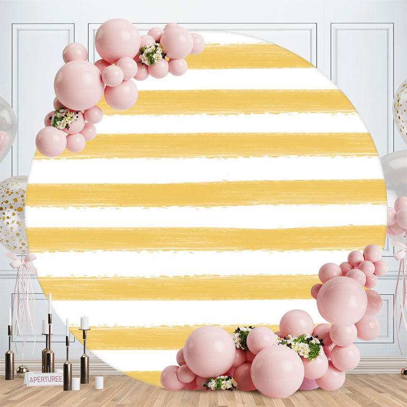 Aperturee - Simple Yellow And White Round Birthday Party Backdrop