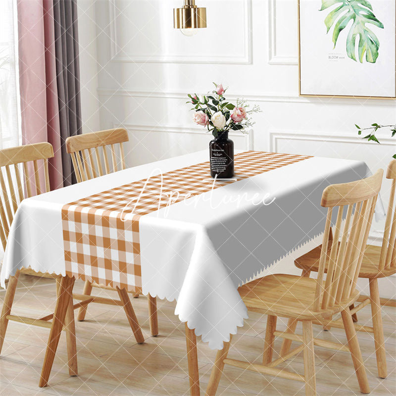 Aperturee - Simple Yellow White Plaid Party Rectangle Tablecloth