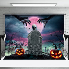 Aperturee - Skull Graveyard Tombstone Red Mood Halloween Backdrop