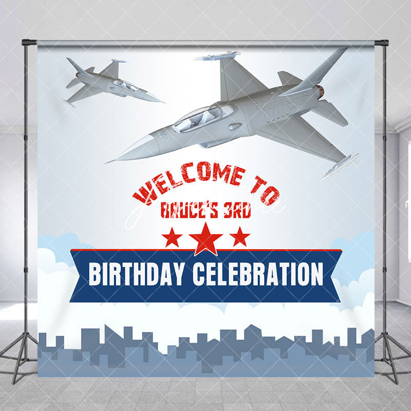 Aperturee - Sky Airplane Clouds Custom 3rd Birthday Backdrop