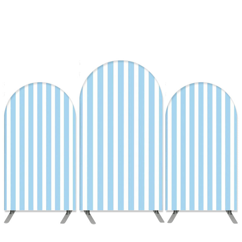 Aperturee Sky Blue And White Stripes Birthday Arch Backdrop Kit