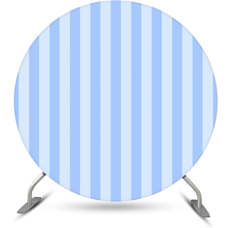 Aperturee - Sky Blue Stripe Simple Round Dance Party Backdrop