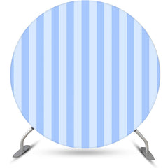 Aperturee - Sky Blue Stripe Simple Round Dance Party Backdrop