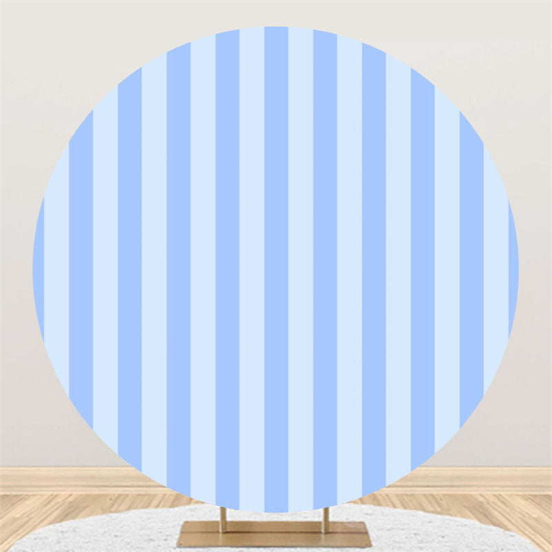 Aperturee - Sky Blue Stripe Simple Round Dance Party Backdrop