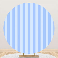 Aperturee - Sky Blue Stripe Simple Round Dance Party Backdrop