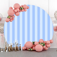 Aperturee - Sky Blue Stripe Simple Round Dance Party Backdrop