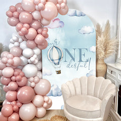 Aperturee - Sky Cloud Hot Air Balloon 1st Birthday Arch Backdrop