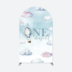 Aperturee - Sky Cloud Hot Air Balloon 1st Birthday Arch Backdrop