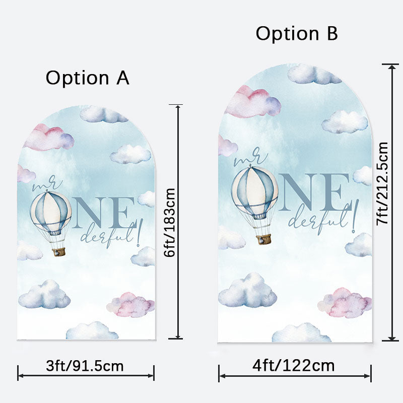 Aperturee - Sky Cloud Hot Air Balloon 1st Birthday Arch Backdrop