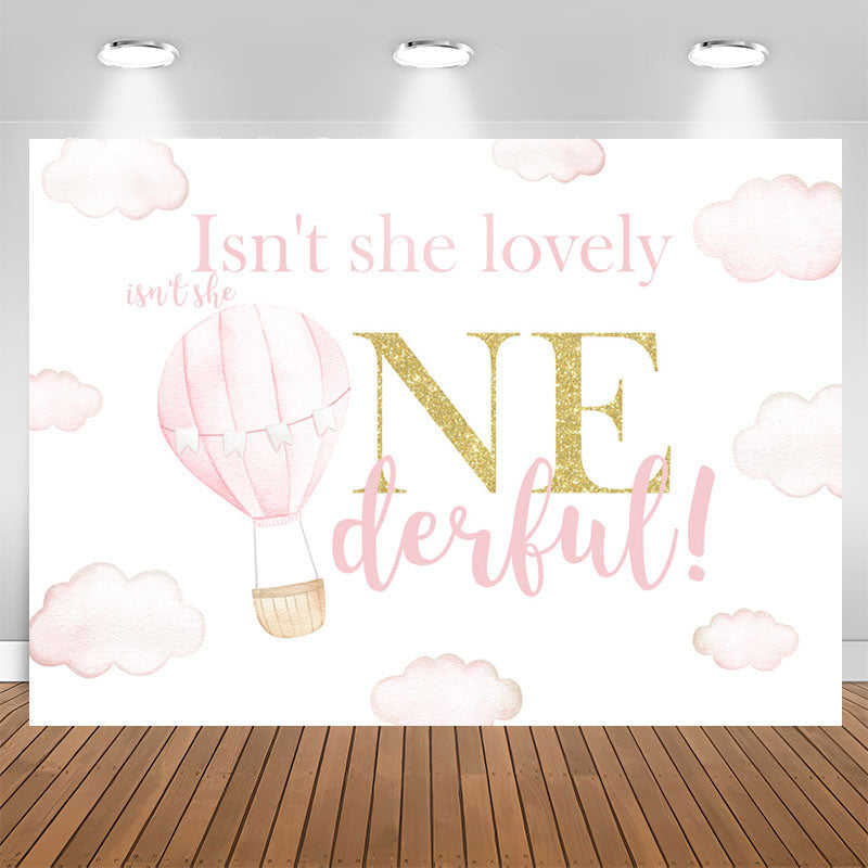 Aperturee - Slight Baby Pink Hot Air Balloon Birthday Backdrop