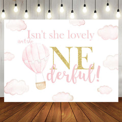 Aperturee - Slight Baby Pink Hot Air Balloon Birthday Backdrop