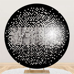 Aperturee Sliver And Black Bokeh Round Birthday Party Backdrop