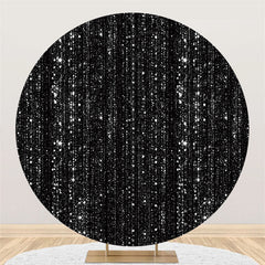 Aperturee Silver Bokeh Glitter And Black Round Birthday Backdrop