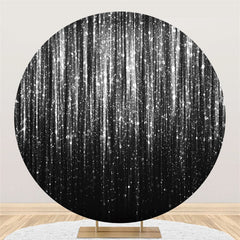 Aperturee Silver Bokeh Glitter Bright Round Birthday Backdrop