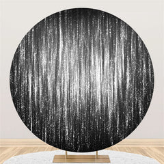 Aperturee Silver Bright Glitter Round Black Birthday Backdrop