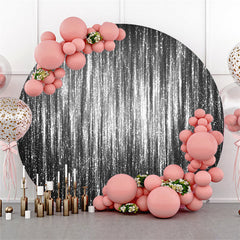 Aperturee Silver Bright Glitter Round Black Birthday Backdrop